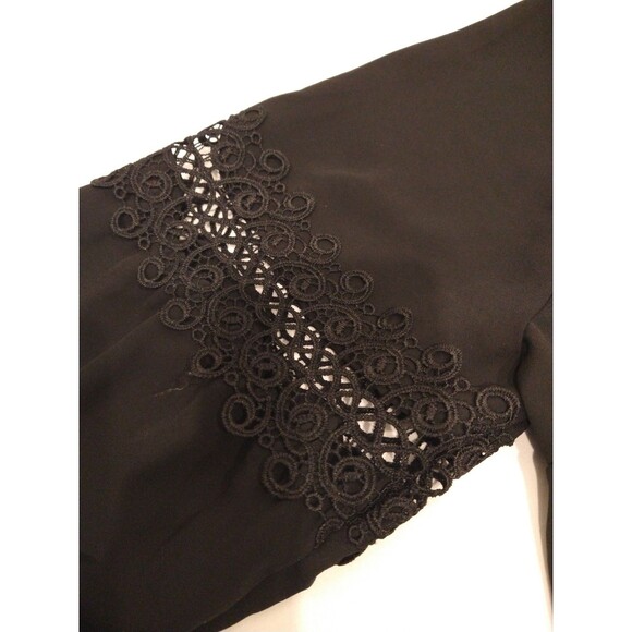 Ava & Viv 2X Black Long Sleeve Dress Shirt Blouse Top Lace Insets core basic - Picture 8 of 10